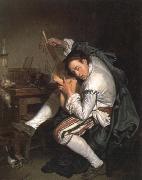 Jean Baptiste Greuze the guitar player USA oil painting artist